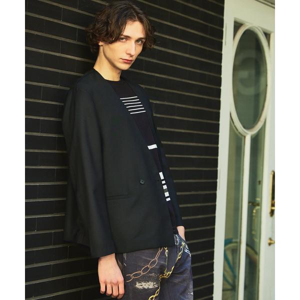 ジャケット ノーカラージャケット 「セットアップ対応」セミダブル ノーカラー ジャケット メンズ