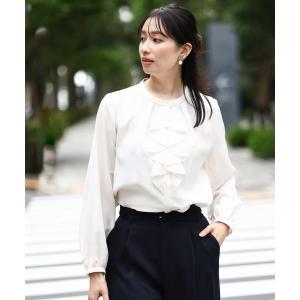 ブラウス シャツ フロントフリルディティールブラウス/洗える レディース