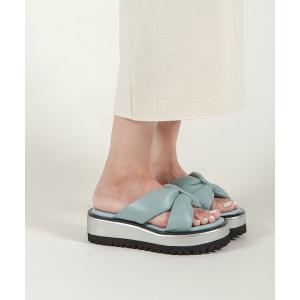 サンダル 「本革/厚底/4.5cm」パフサンダル レディース