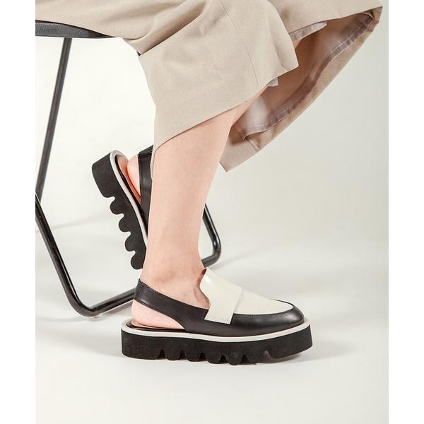 ローファー 「本革/厚底/3.5cm」バックベルトローファー レディース