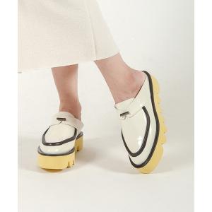 ローファー 「本革/厚底/3.5cm」厚底 バックレスローファー レディース