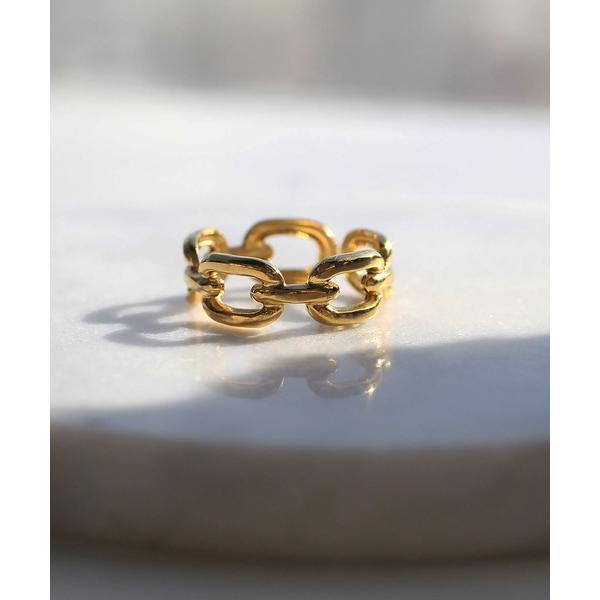 指輪 リング 金属アレルギー対応   スクエアチェーンリング レディース