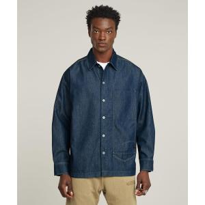 シャツ LONG POCKET BOXY FIT SHIRT/ロングポケットオーバーサイズデニムシャツ/シャツジャケット メンズ
