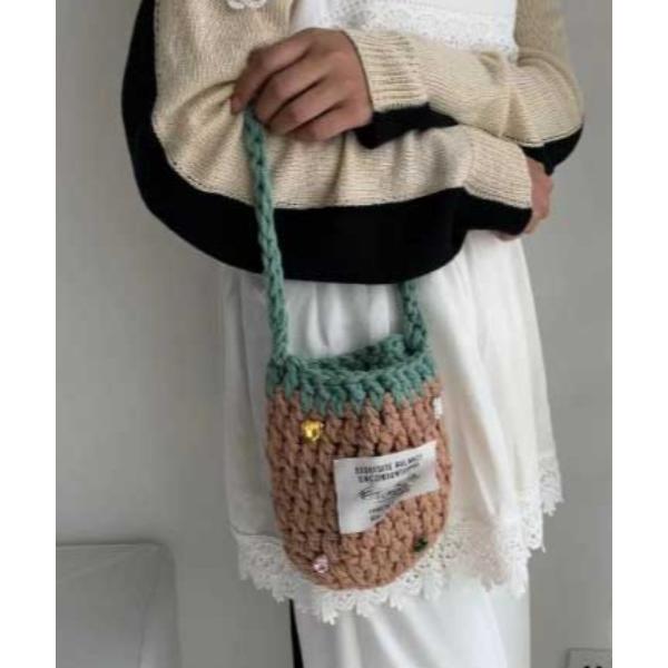 ショルダーバッグ バッグ ラインストーンニットハンドバッグ レディース