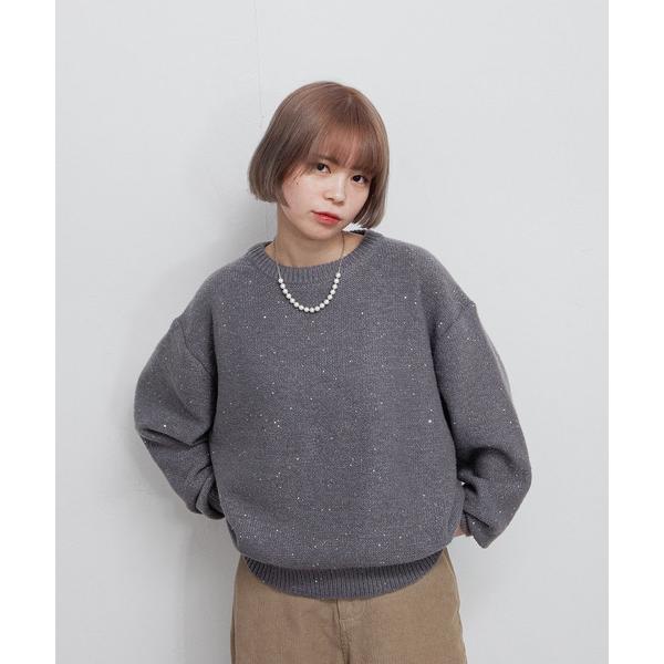 ニット セーター デイリーカラフルスパンコールラメニット レディース