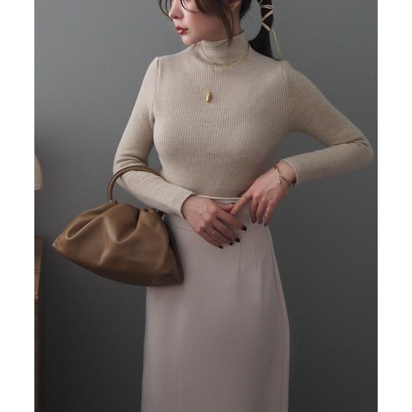 ニット セーター fleece lining highneck rib knit /裏起毛プチハイネ...