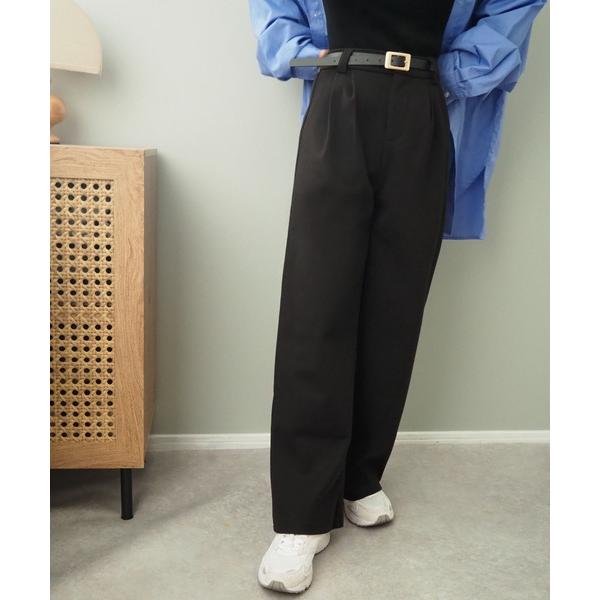 スラックス パンツ double tuck wide pants /ハイウエストダブルタックワイド ...