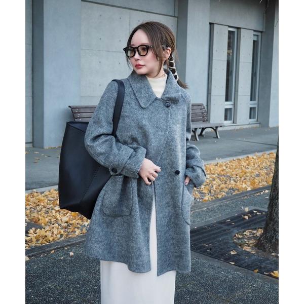 ステンカラーコート コート wool A-line coat /ウールAライン襟付きコート レディー...