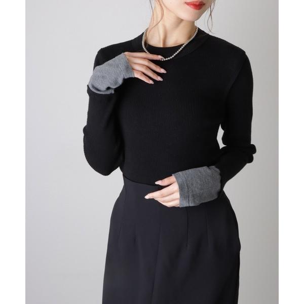 ニット セーター bicolor ribbed tight knit tops /バイカラー リブ ...