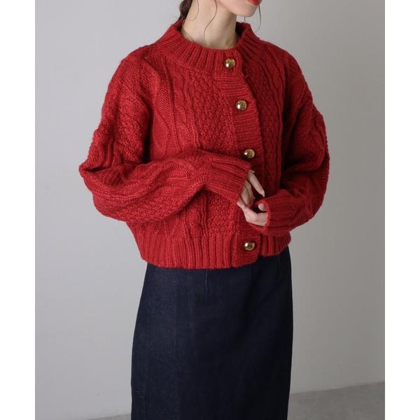 カーディガン antique button cable knit cardigan /アンティーク調...
