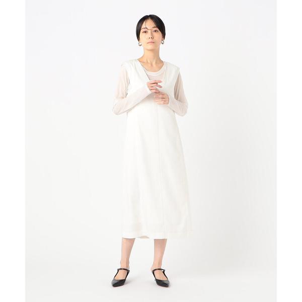 ワンピース デニム調スラブストレッチ ジャンパースカート