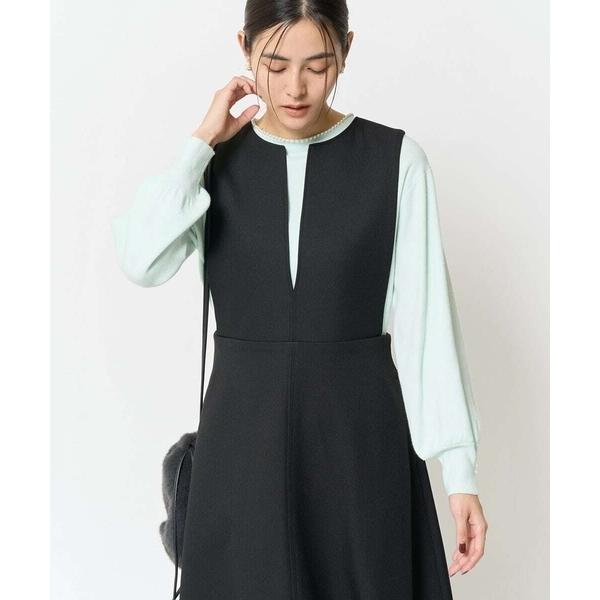 ニット セーター 「雑誌InRed(宝島社)1月号掲載」パールトリムネックニットプルオーバー レディ...