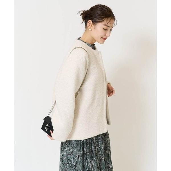 ノーカラーコート コート ノーカラーボアコート レディース