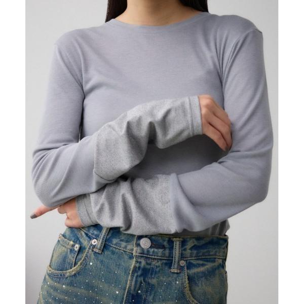 tシャツ ソデラメキリカエフライストップス レディース