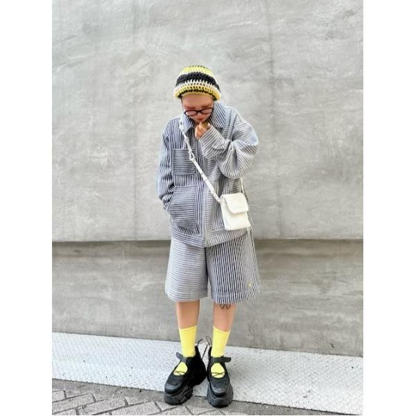 ステンカラーコート コート 「ユニセックス」VICENTE マルチストライプ オーバージャケット メ...