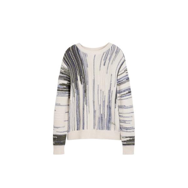 セーター ニット アーティスティックプリント長袖ニットセータークルーネック メンズ