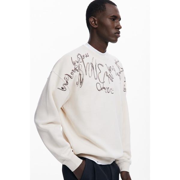 トレーナー スウェット アーティ刺繍ロングスリーブスウェットシャツクルーネック メンズ