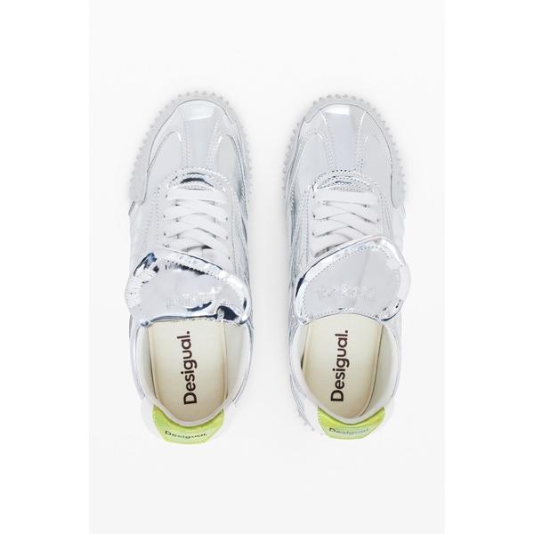 スニーカー ヴィンテージ風ローカット メタリックシルバースニーカー レディース