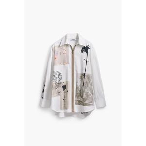 新品✨新作⭐️デシグアル✨ラクロワ　コラボ　落ち感のあるシャツ　大特価‼️ モノクロフラワープリントオーバーサイズシャツ by クリスチャン