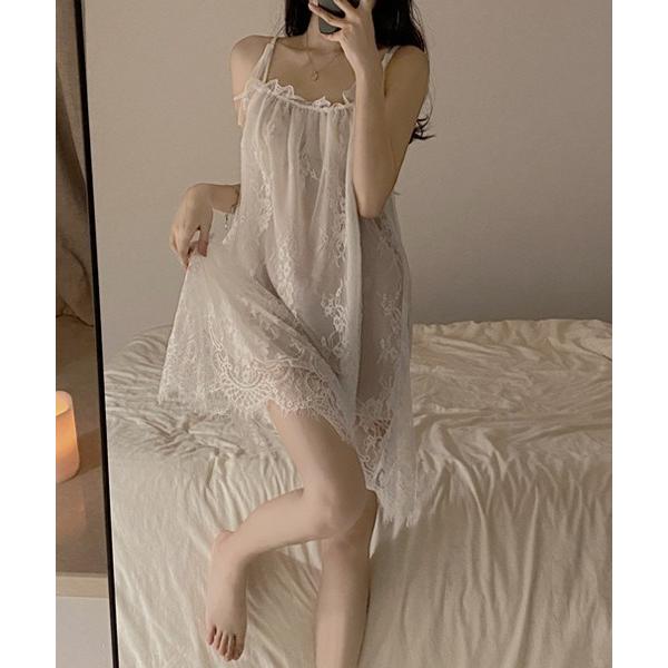 ブラジャー ショーツセット シアーフラワーレース スリップワンピース ベビードール culu401