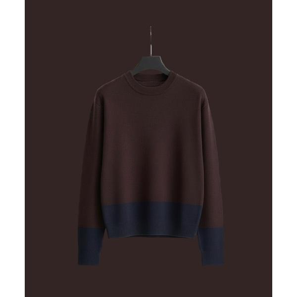 セーター ニット ウォッシャブルウールコンフォート バイカラーニット　｜短丈/クロップド/冬服/バイ...