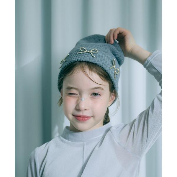 ニット帽 ニットキャップ 「PAIRMANON COEUR」リボンモチーフ付きニット帽子 キッズ 子...