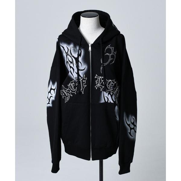 パーカー 「REFLEM/レフレム」トライバルラインストーンZIPパーカー/ジップアップパーカー レ...