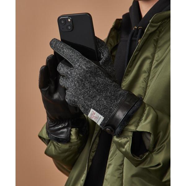 手袋 「SETUP7」スマホ対応 羊革×HARRIS裏ボア手袋 WINGI メンズ レディース