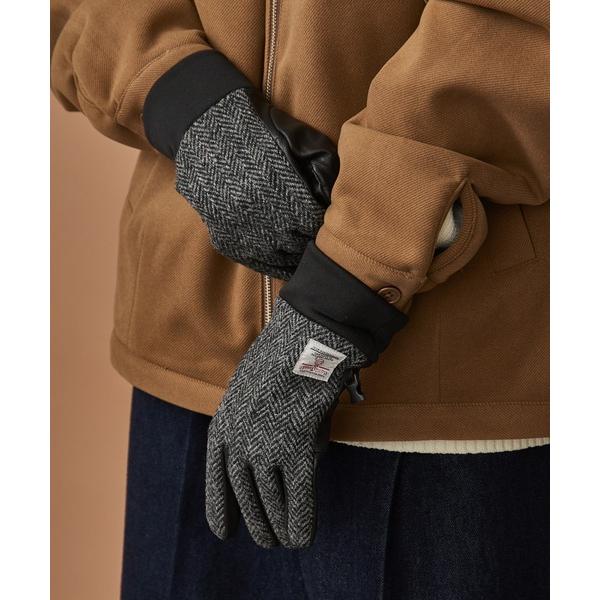 手袋 「SETUP7」スマホ対応 カットレザー×HARRIS PWSカフス裏ボア手袋 WINGI メ...
