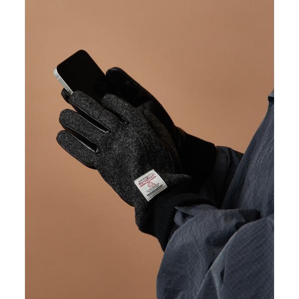 手袋 「SETUP7」スマホ対応 羊革×HARRIS ニットカフス裏ボア手袋 WINGI メンズ レ...