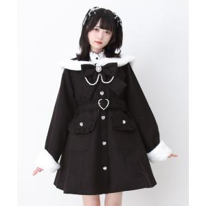 ステンカラーコート コート ハートバックルベルトセーラーファーコート レディース