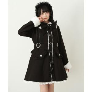 ステンカラーコート コート ハートたっぷりフリルAラインファーコート レディース