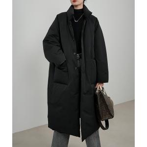 ダウンコート ダウンジャケット スタンドカラー中綿オーバーサイズコート レディース