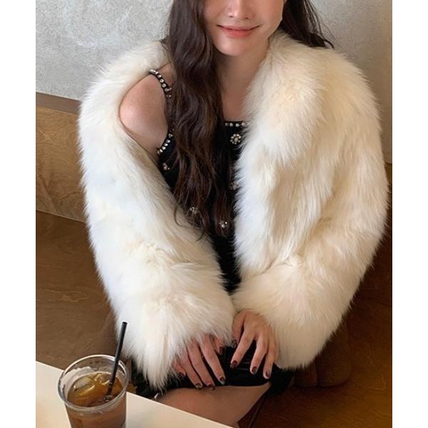 コート アウター フェイクファーボリュームジャケット レディース