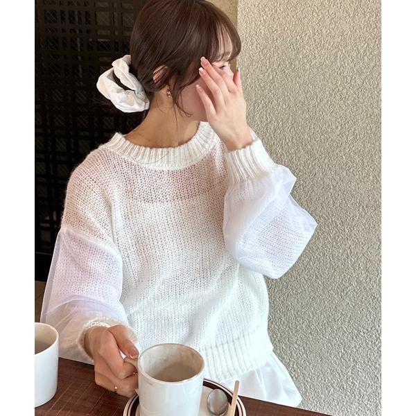 ニット セーター azusa - チュールドッキングローゲージニット made in INTER F...