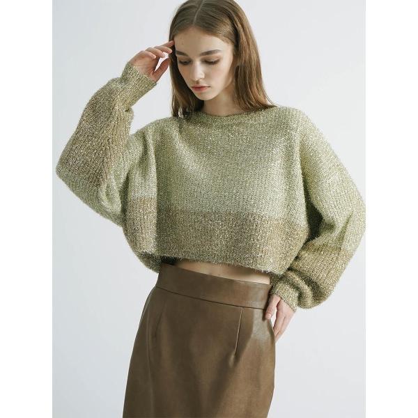 ニット セーター BICOLOR GLITTER SHORT KNIT レディース