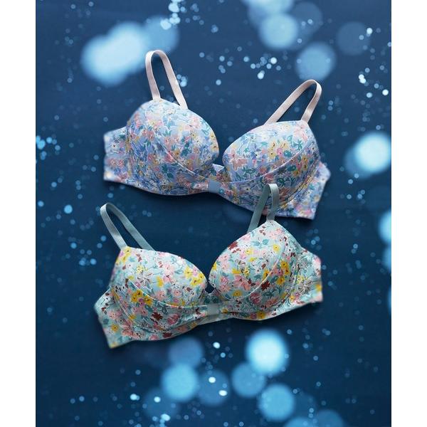 ブラジャー MADE WITH LIBERTY FABRIC リボンブラ　胸もとフィットながもち〜動...