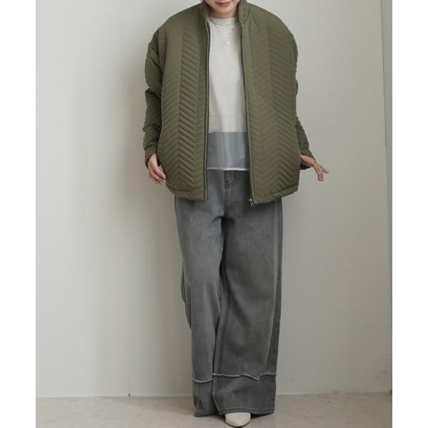 ブルゾン アウター ヘリンボーンキルトブルゾン レディース