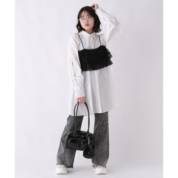 ワンピース チュールビスチェシャツワンピース キッズ 子供服 女の子
