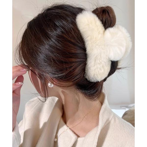 ヘアクリップ ふわふわファークリップ