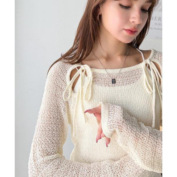 ニット セーター 「mily bilet」大人かわいい肌見せを叶える。プレートデザイン前後2WAYメ...