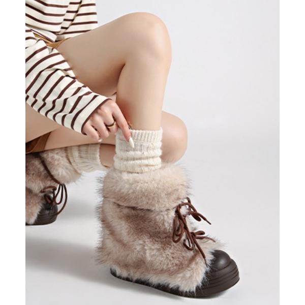 ブーツ ふわふわ 厚底 フェイクファーブーツ レディース