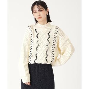 ニット セーター アクセントケーブルニット レディース