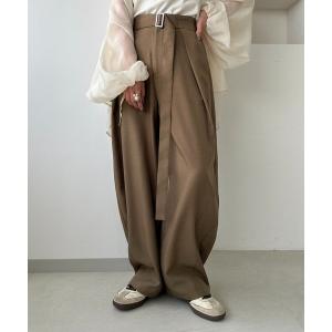 パンツ 「apres jour clair」「セットアップ可能」ウエストデザインカーブパンツ レディース