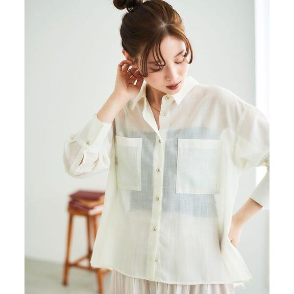 ブラウス シャツ ダブルポケットシアーシャツ レディース