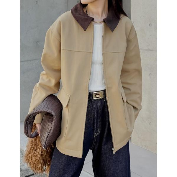 ブルゾン アウター 裏起毛コーデュロイカラーカバーオールジャケット レディース