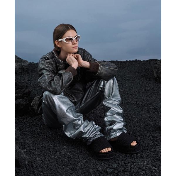 厚底 サンダル Loren ローレン ルーシュドプラットフォームサンダル レディース