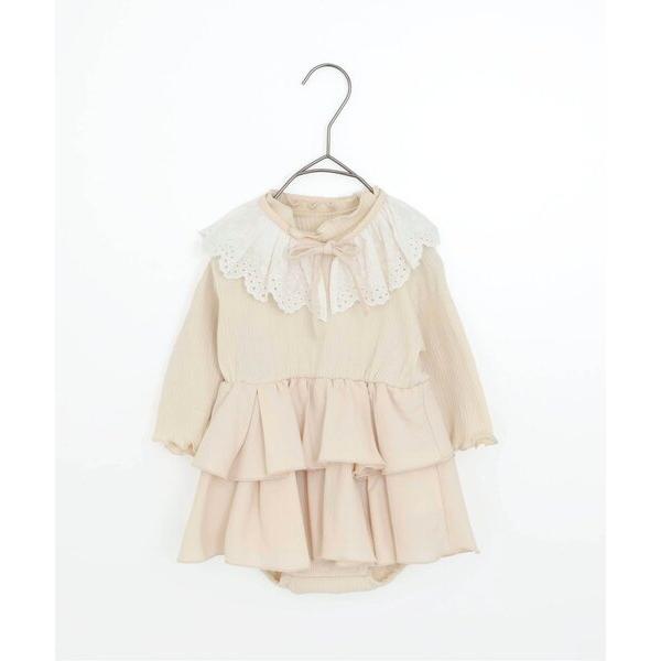ベビー服 ロンパース おめかしフリルワンピースロンパス＆レースつけ衿セット