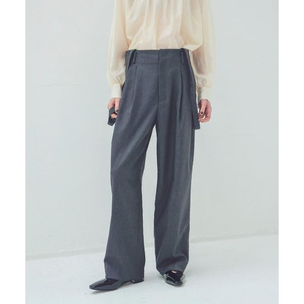 スラックス パンツ detachable strap tuck pants(デタッチャブルストラップ...