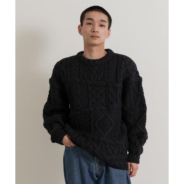 セーター ニット 米富繊維　CRAZY ARAN PULLOVER-3 メンズ
